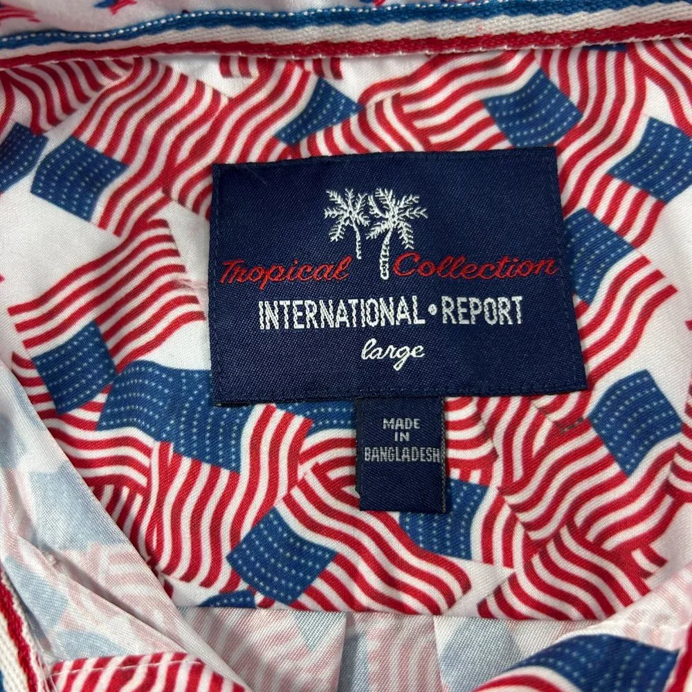 Tropical Collection Mens Shirt Size Large Patriotic USA Flags 4th of July - Picture 3 of 9